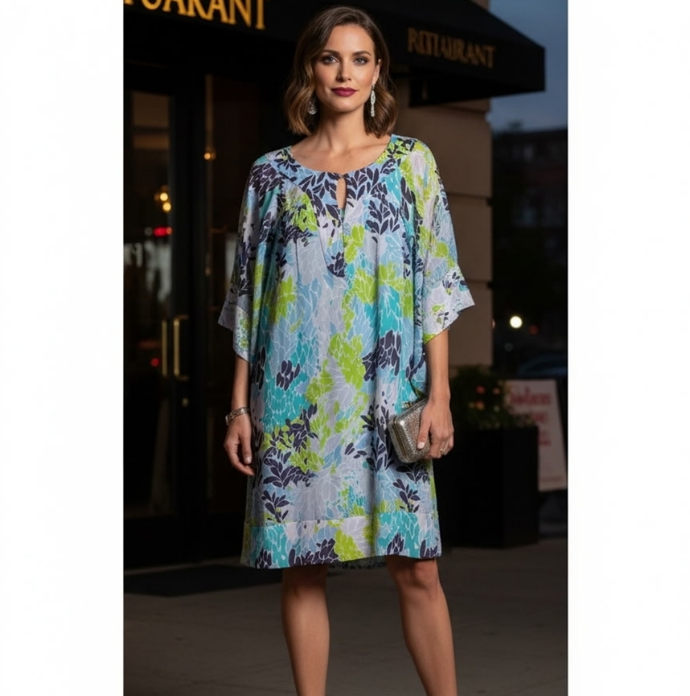 Diane Von Furstenberg Blue Green Resort Midi Dress